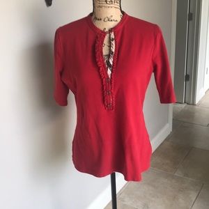 Burberry red pique polo top size 12
